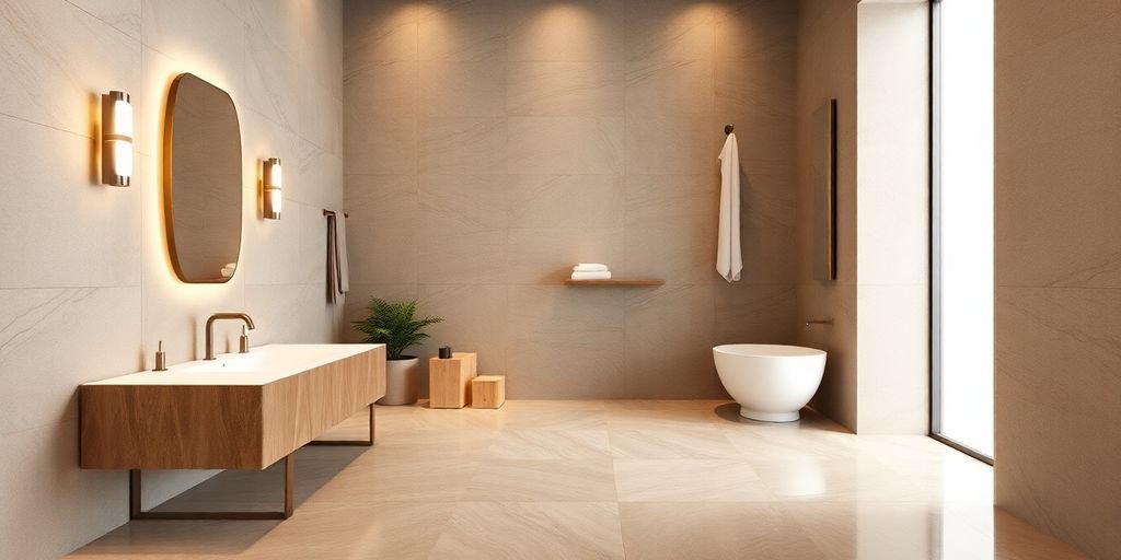 Elegant bathroom with modern flooring installation in Southlake, TX.